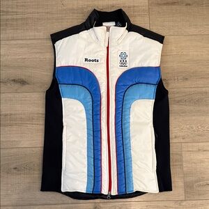 Roots USA 2006 Torino Olympic Red White and Blue Puffer Vest, Medium